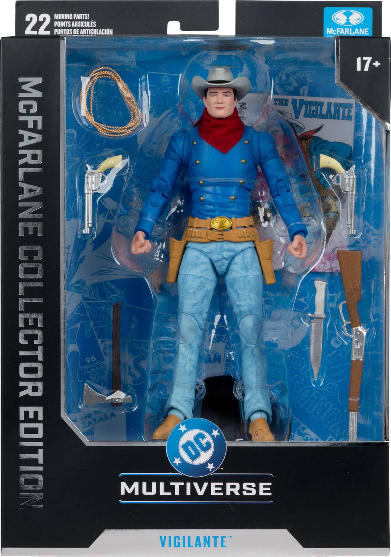 MOVING PARTS! 22 POINTS ARTICULS PUNTOS DE ARTICULACIÓN McFARLANE 17+ THE VIGILANTE McFARLANE COLLECTOR THRILLING PAGES 96 E OGR CLMC AHD ZATARA WORLD'S EDITION DC MULTIVERSE VIGILANTE