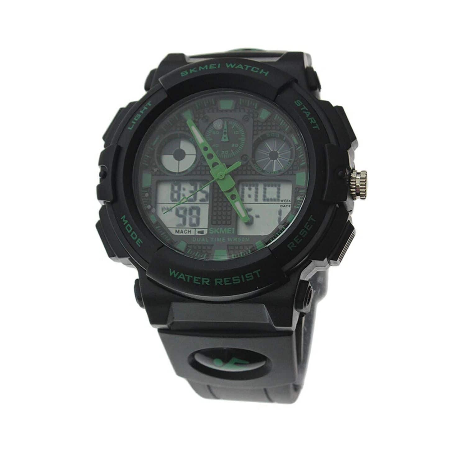 Stock Preferred - Men’s Military Digital Analog Sports Watch – Waterproof Quartz Wristwatch with Alarm, Chronograph & Dual Time Display - Green