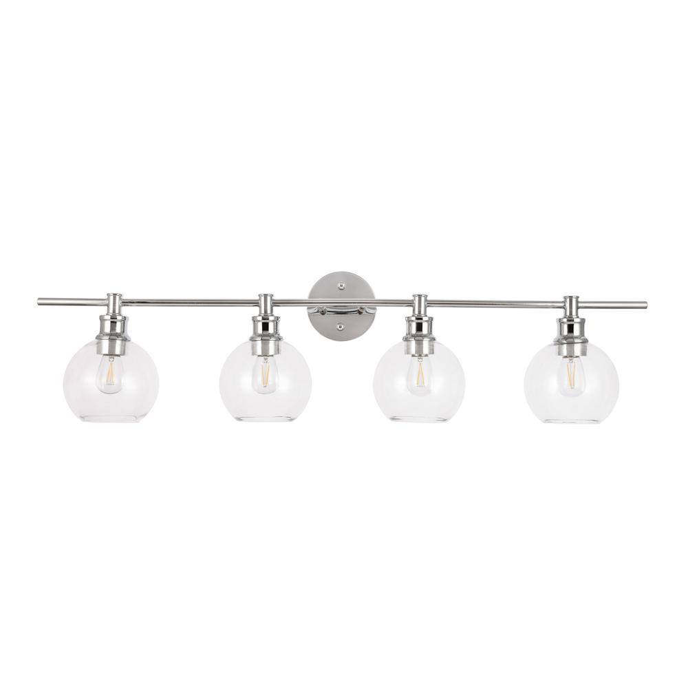 Alt View 1. Living District - Collier 4 light Chrome and Clear glass Wall sconce - Chrome And Clear Glass.