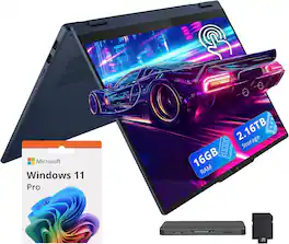 Lenovo - Ideapad 5 16" WUXGA Touch 2-in-1 Laptop,AMD Ryzen AI 5 340,16GB RAM,2TB SSD+160GB Dock Station,Win 11 Pro - Blue