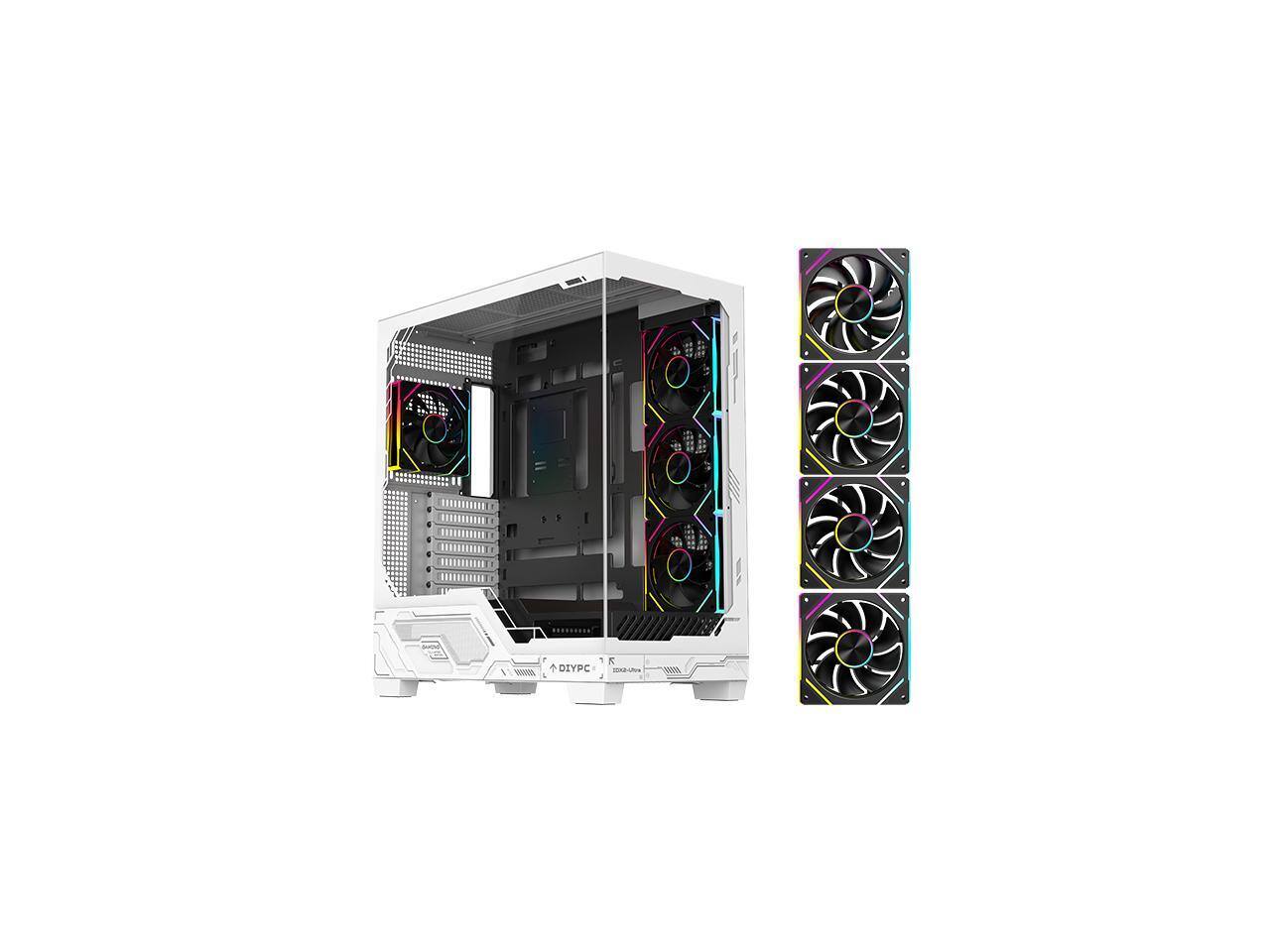 DIYPC - IDX2 Black ATX Gaming Case, Dual Tempered Glass, USB3.0/Type-C, 4x ARGB PWM Fans - Black price history on PriceWatchPro