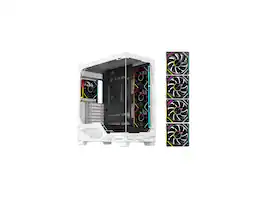 DIYPC - IDX2 Black ATX Gaming Case, Dual Tempered Glass, USB3.0/Type-C, 4x ARGB PWM Fans - Black