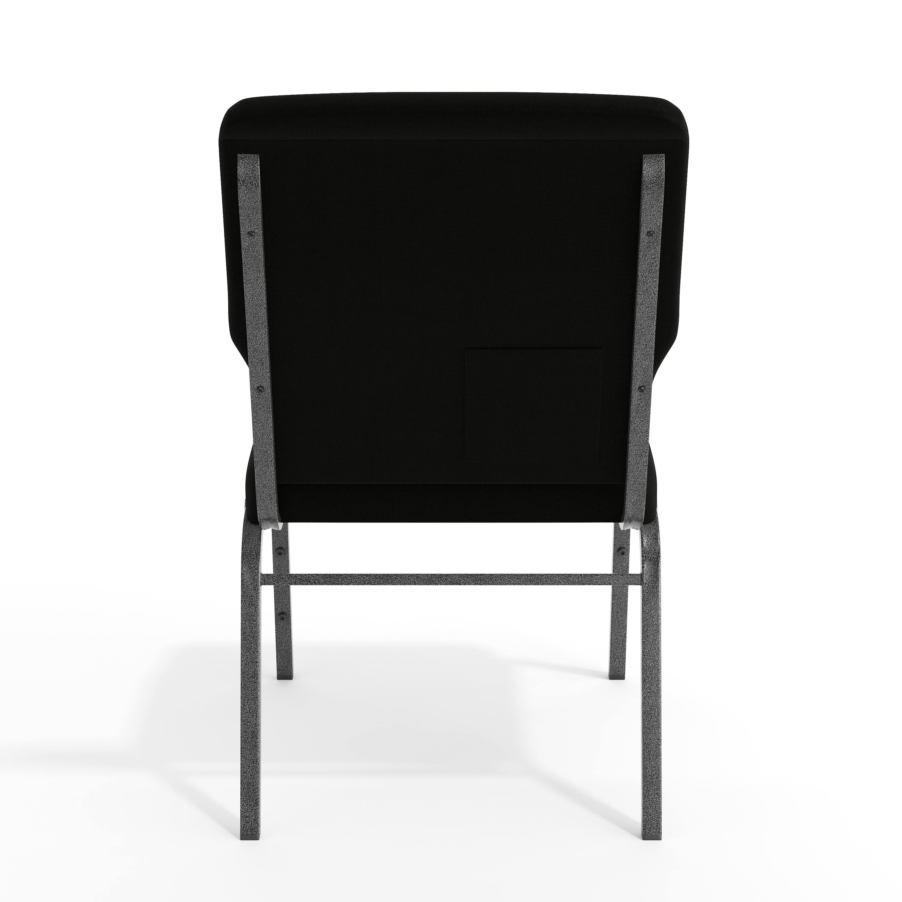 Alt View 7. Emma + Oliver - 20.5 in. Molded Foam Church Chair - Black Fabric/Silver Vein Frame.