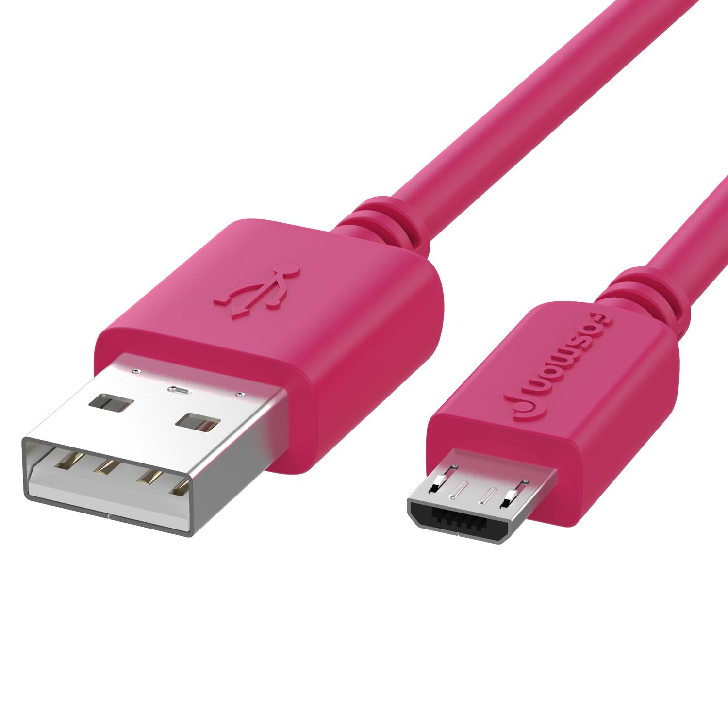 Angle. Fosmon - Micro USB Cable, (3FT - Hot Pink) Ultra Durable (TPE Jacket & Housing) Sync Charge Cable - Pink.