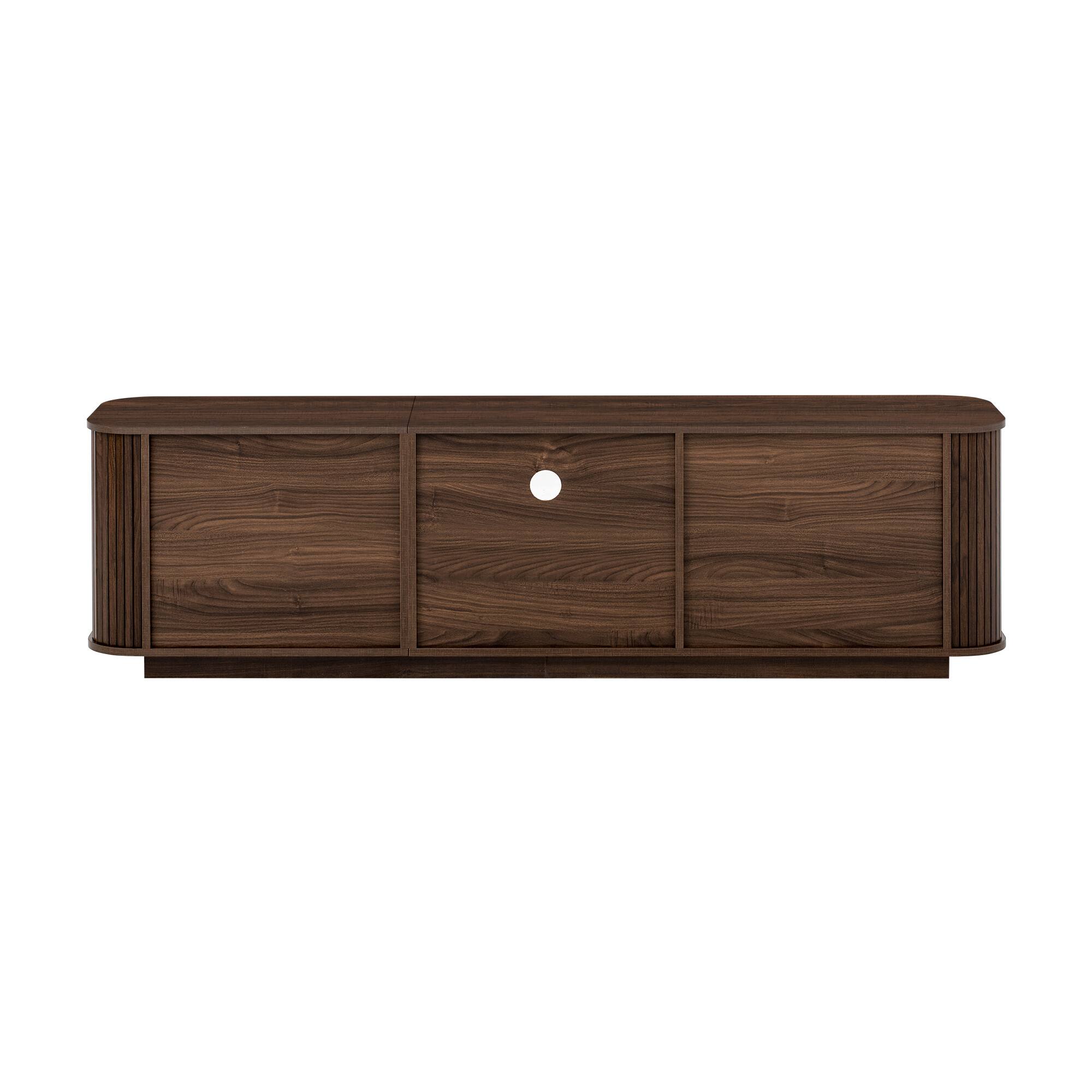 Alt View 2. Whisen - 70-Inch Modern TV Stand for TVs up to 80-Inch,Entertainment Media Console with Ample Storage and Cured Corners - Dark Brown.