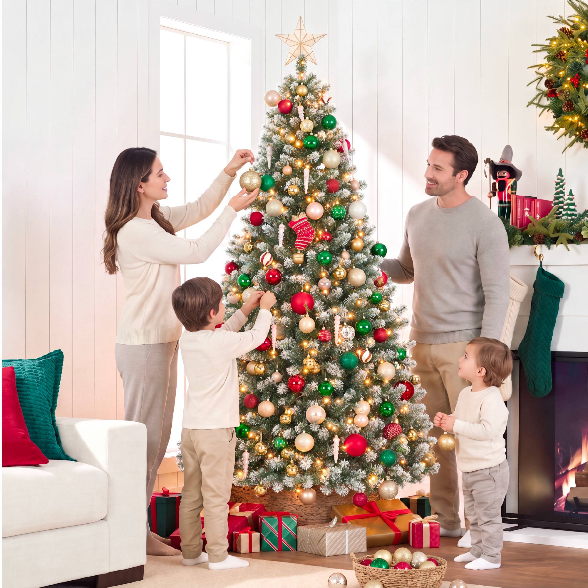 Alt View 5. Best Choice Products - Best Choice Products 7.5ft Artificial Christmas Tree Frosted Unlit Design Partially Snow Flocked Holiday Decor - Frosted Green.