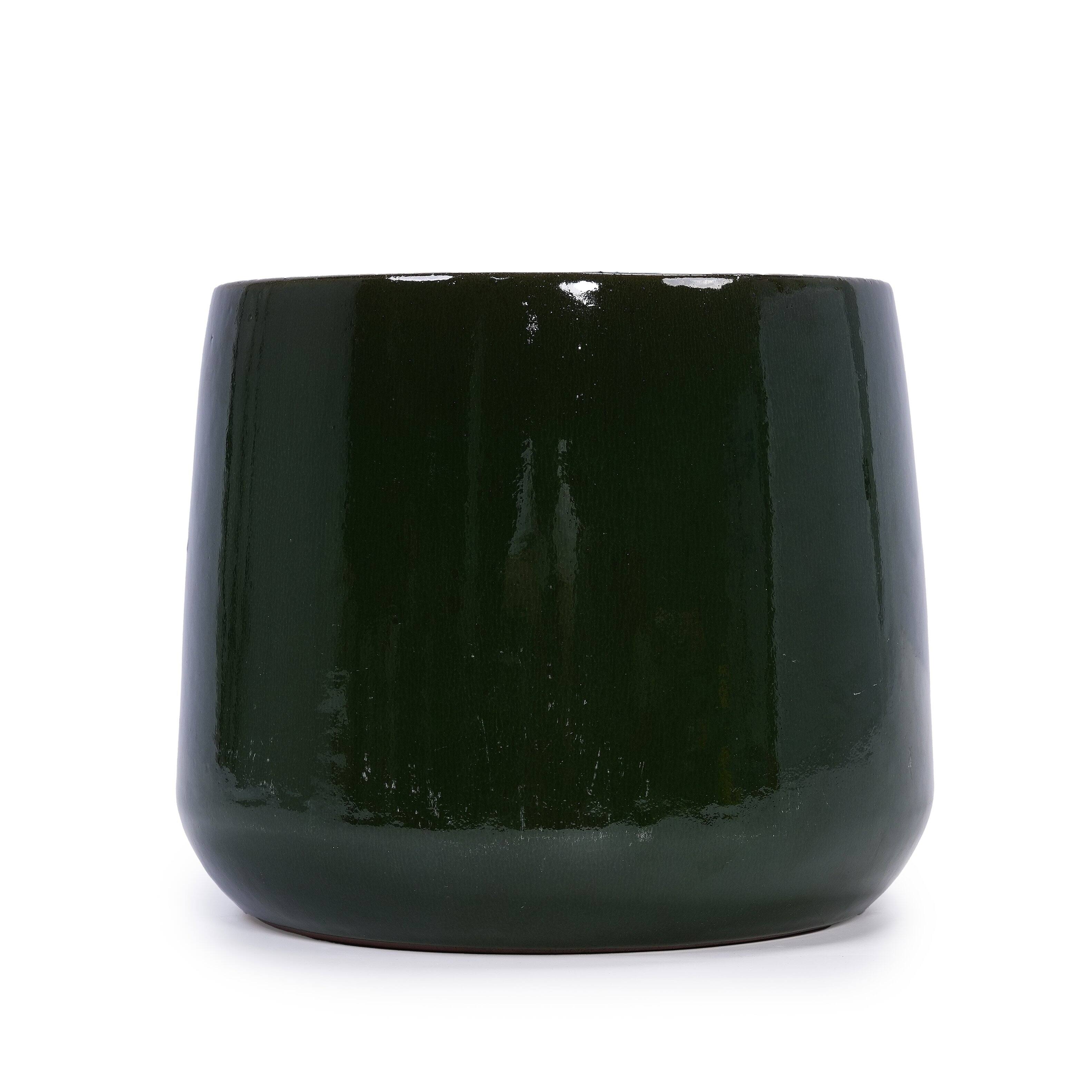 Alt View 4. Loheer - Ceramic Planter Set Loheer Handmade Glazed Plant Pots Set of 4 Deep Green Clay Pots with Drainage for Indoor Outdoor.