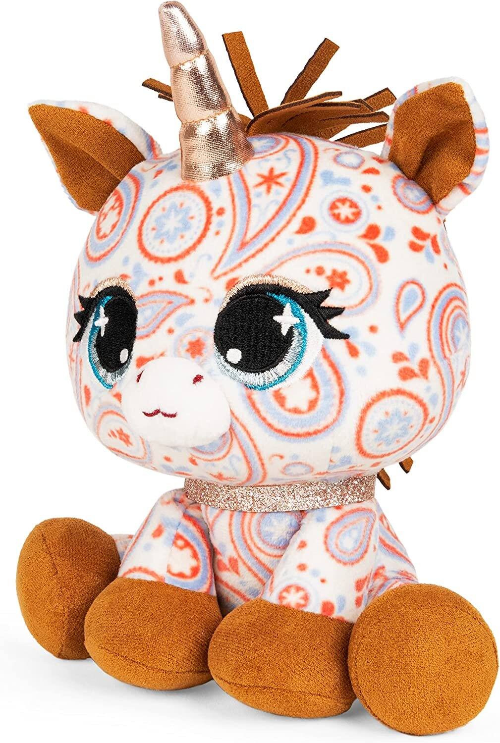 Angle. Gund - GUND Sally Mustang Unicorn Designer Plush, 6" Fashion Stuffed Animal with Paisley Pattern & Glitter Collar, Ages 3+ - Multicolour.