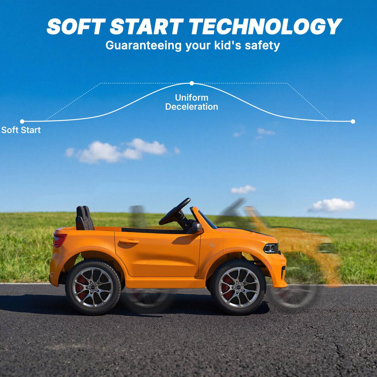SOFT START TECHNOLOGY  
Guaranteeing your kid's safety  
Uniform Deceleration  
Soft Start