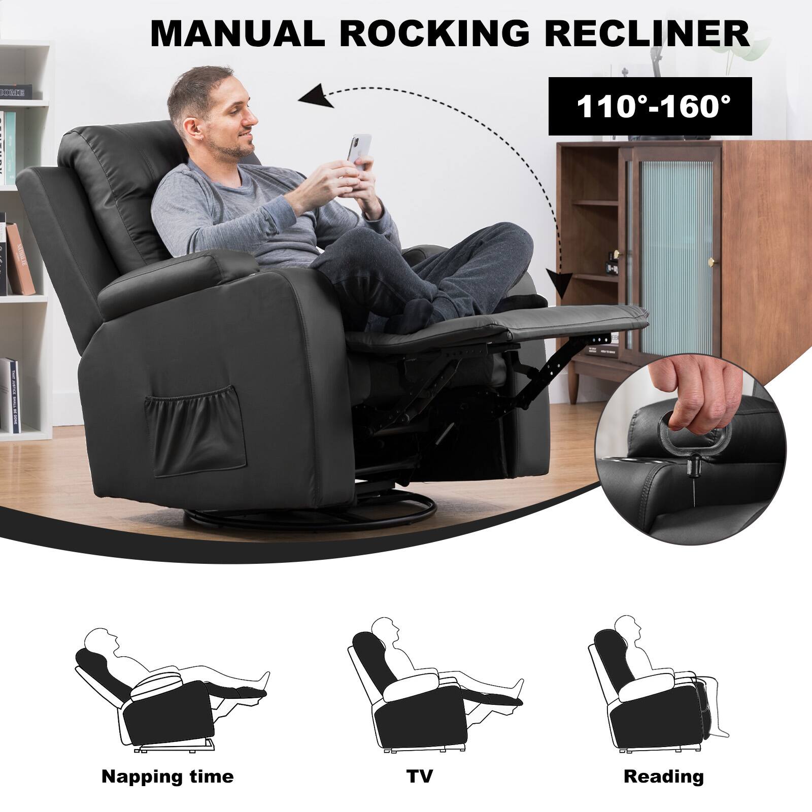 MANUAL ROCKING RECLINER S | 110-160° | Napping time | TV | Reading