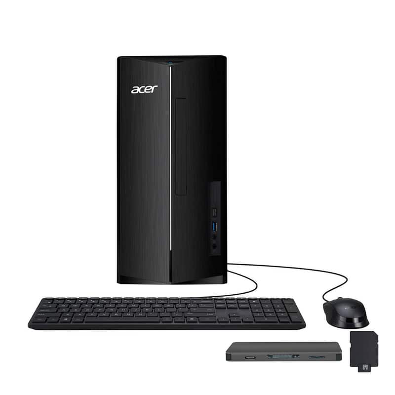 Acer - Aspire Desktop,Intel Core i5-14400,16GB RAM,1TB SSD+160GB Dock Station,Intel 730 UHD Graphics,Wi-Fi 6E,Win 11 - Black