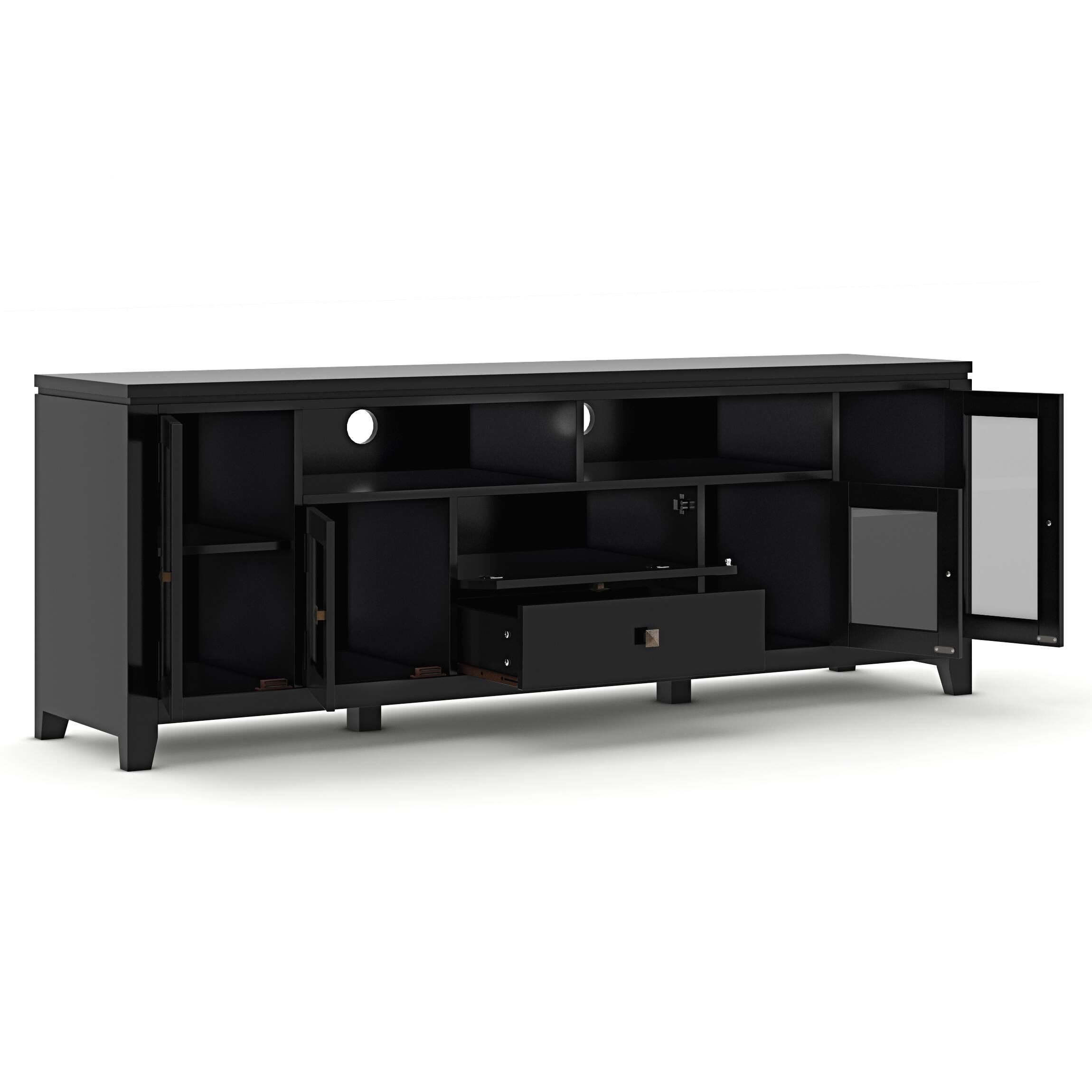 Alt View 4. Simpli Home - Cosmopolitan SOLID WOOD 72 inch Wide TV Media Stand in Black For TVs up to 80 inches - Black.