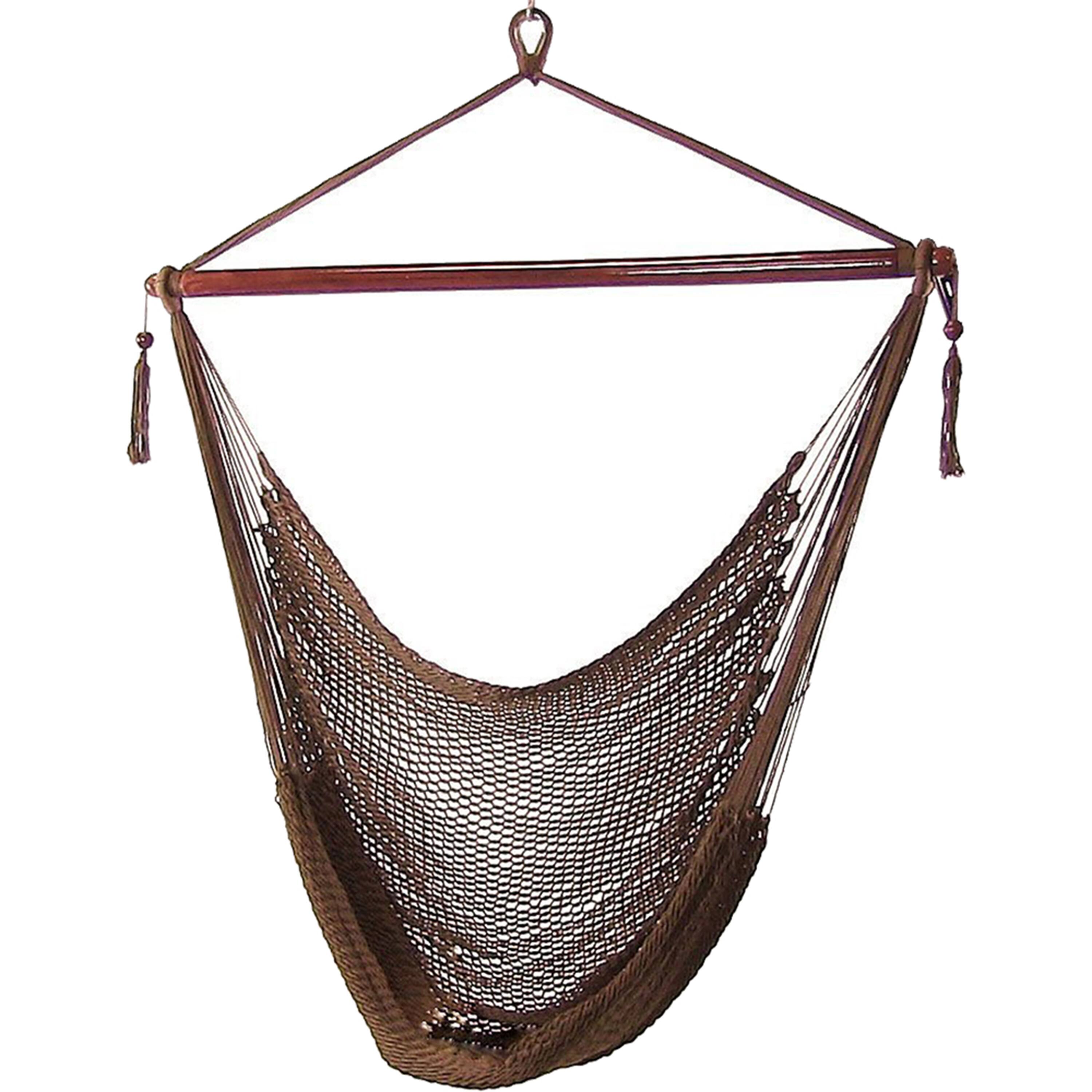 Sunnydaze - Extra Large Polyester Rope Hammock Chair and Spreader Bar - Mocha