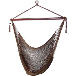 Sunnydaze - Extra Large Polyester Rope Hammock Chair and Spreader Bar - Mocha