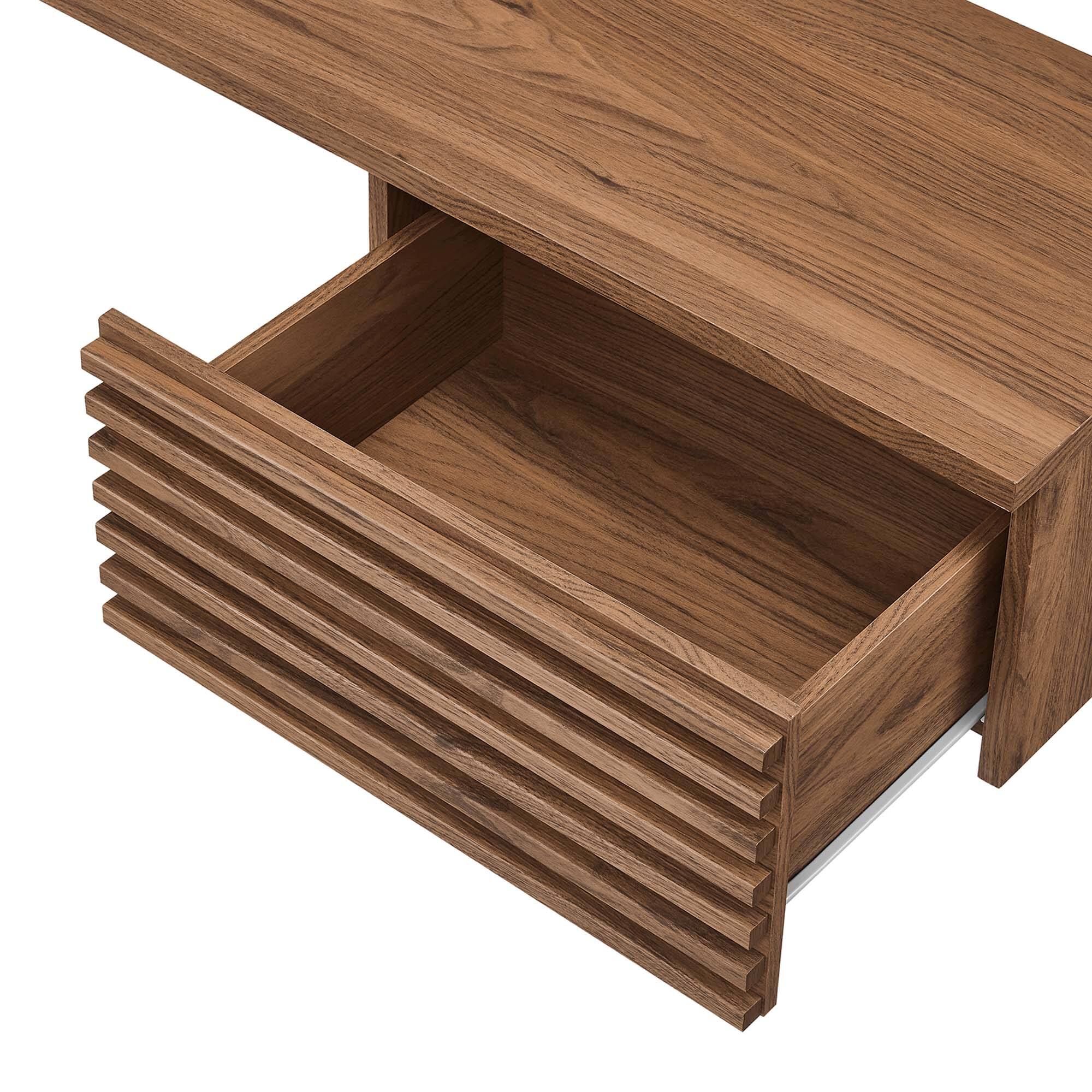 Alt View 5. Modway - Render Wall Mount Corner Office Desk by Modway - Walnut.
