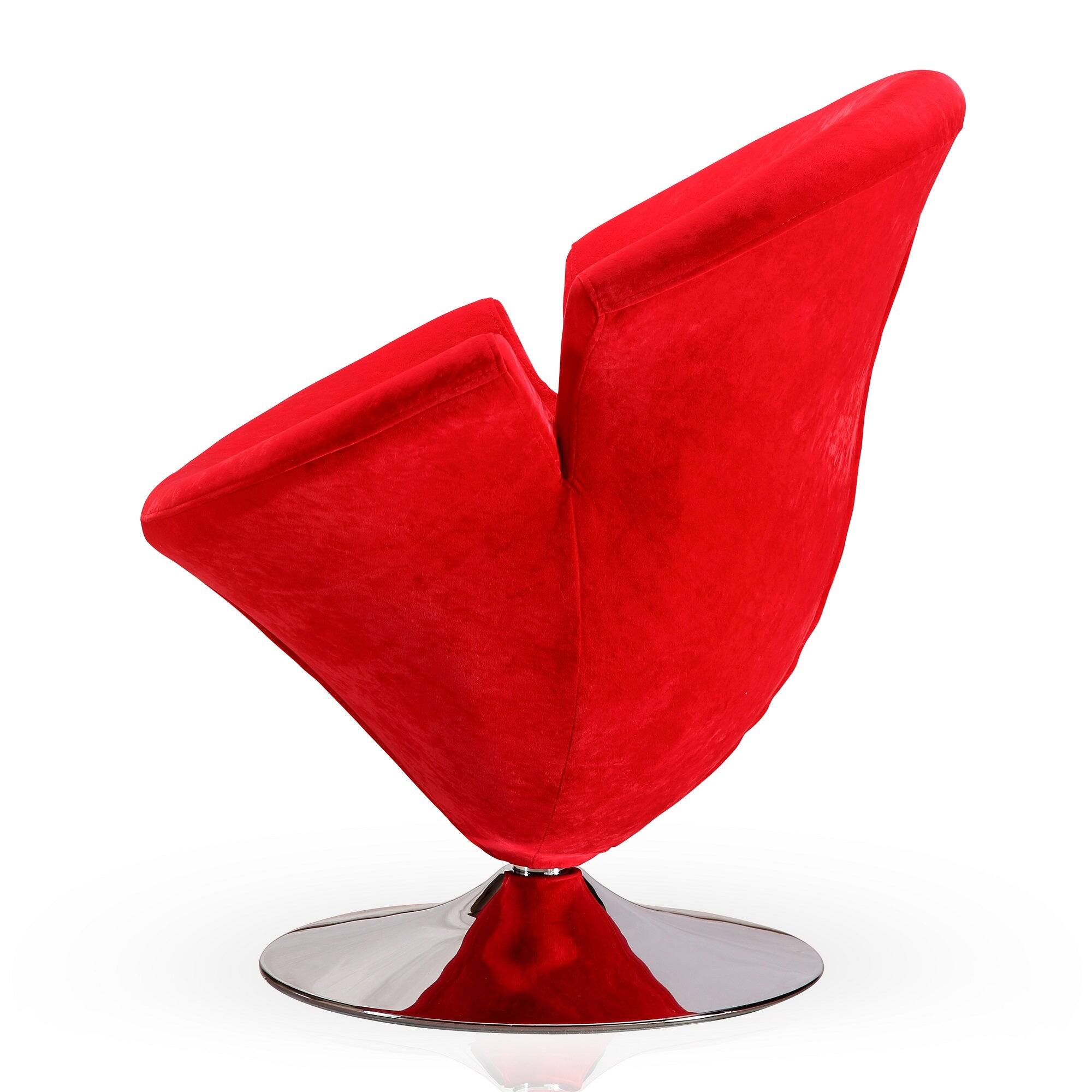 Alt View 1. Manhattan Comfort - Tulip Modern Velvet Swivel Lounge Chair - Red.