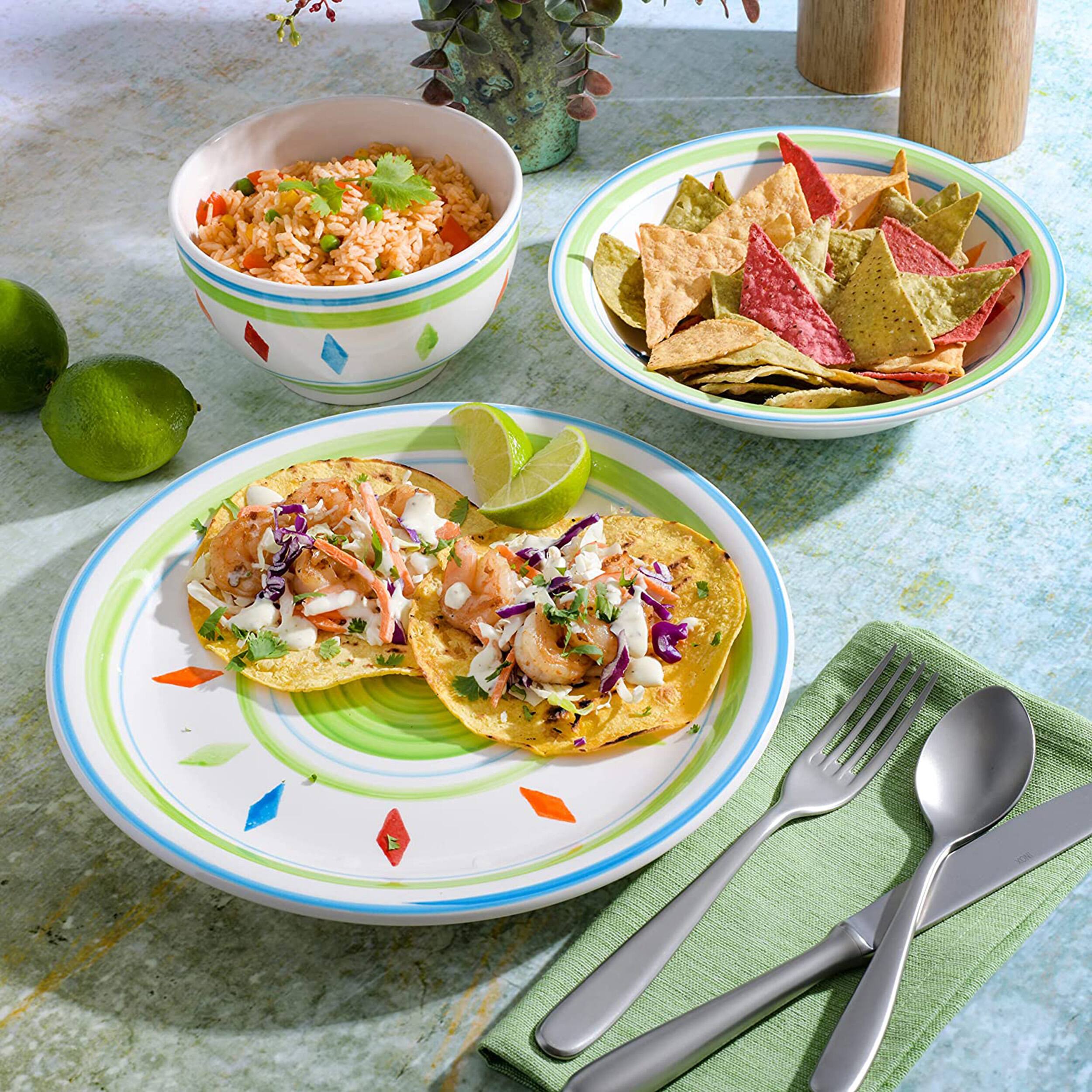 Alt View 6. Gibson - Gibson Home Heidy 12 Piece Durastone Dinnerware Set - Multi.