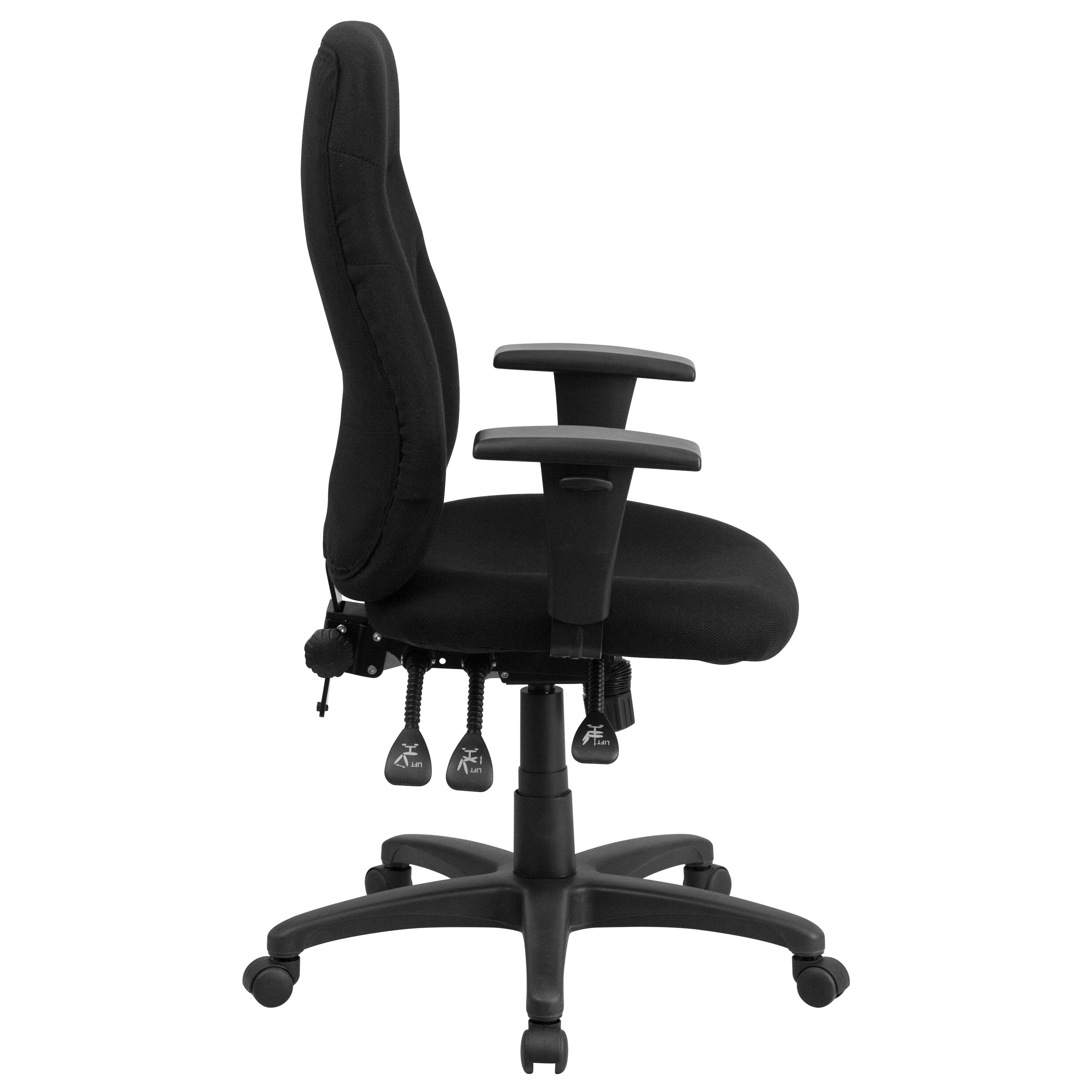 Alt View 6. Emma + Oliver - High Back Fabric Multifunction Swivel Ergonomic Task Office Chair with Adjustable Arms - Black.