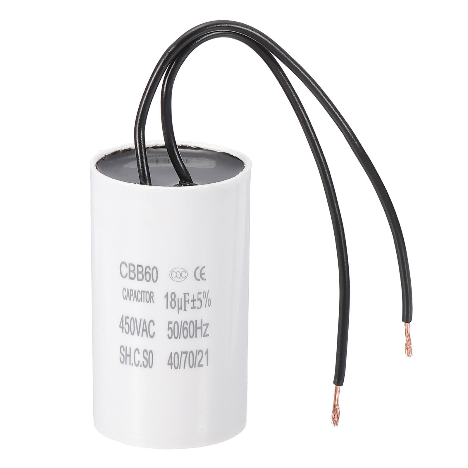 Unique Bargains - 18uF CBB60 Running Capacitor, AC 450V 2 Wires 50/60Hz for Refrigerators, Washing Machines, Water Pumps - White price history on PriceWatchPro