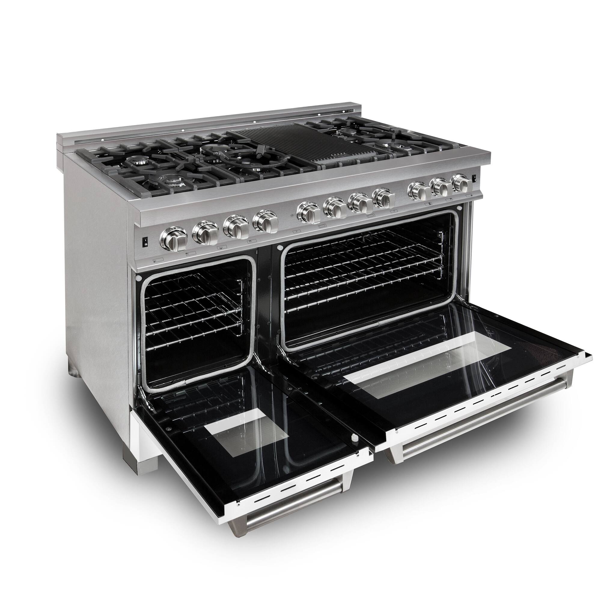 ZLINE 48" Legacy Dual Fuel Range in DuraSnow® Stainless Steel w/ White