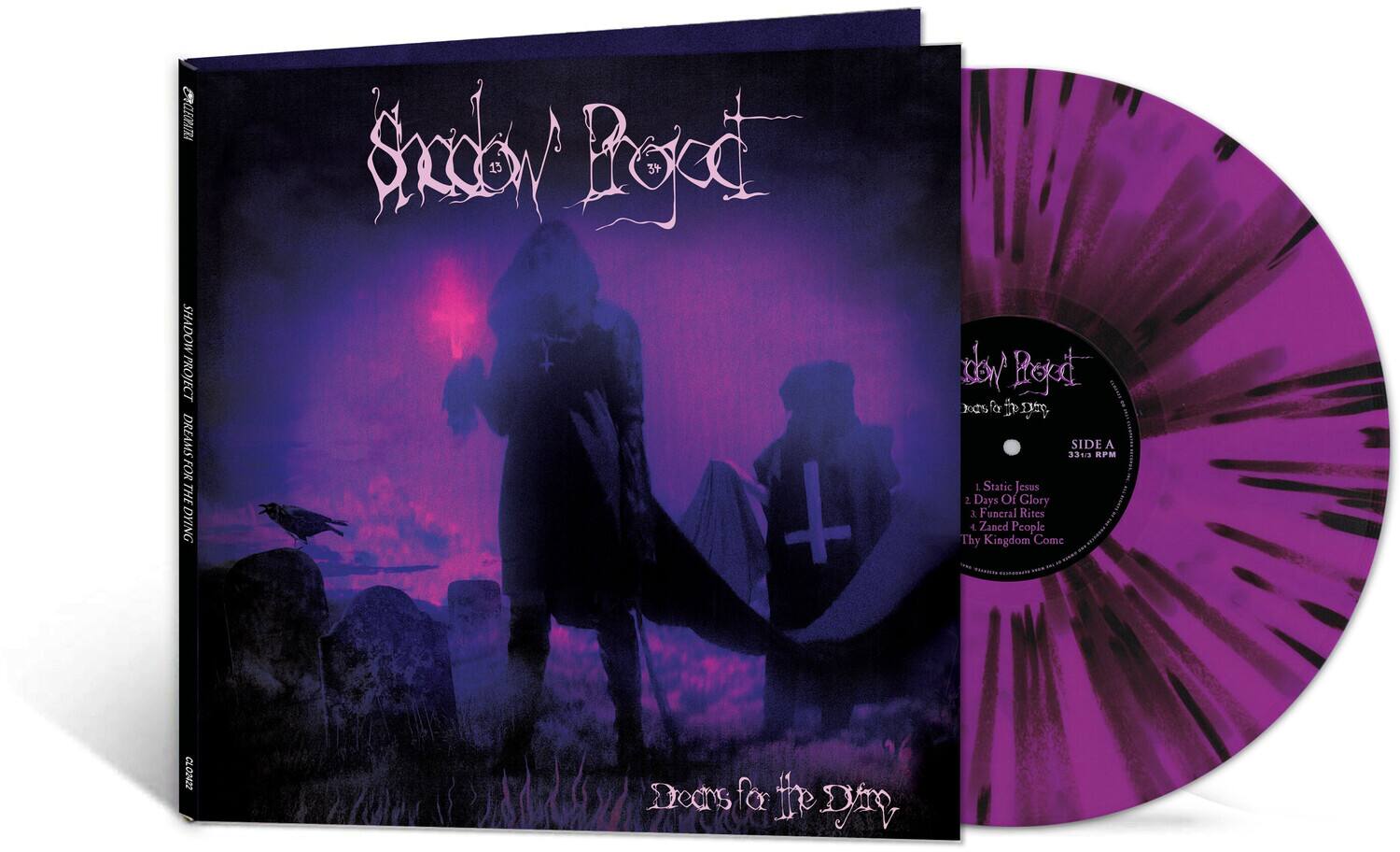 Sure, here is the corrected and grouped text:

---

**Shadow Project**  
**Dreams for the Dying**

**Side A**  
1. Static Jesus  
2. Days of Glory  
3. Funeral Rites  
4. Zaned People  
5. Thy Kingdom Come  

**33 1/3 RPM**  
**TENTE CLO2422**

---

**Shadow Project**  
**Dreams for the Dying**  
**13**  
**34**  
**Rood**  
**34**  
**+ soW Rod Jods & i Dry**  
**SIDE A**  
**33 1/3 RPM**  
**1 Static Jesus**  
**2 Days Of Glory**  
**3 Funeral Rites**  
**4 Zaned People**  
**Thy Kingdom Come**  
**TENTE CLO2422**  
**Deans fo the Day**