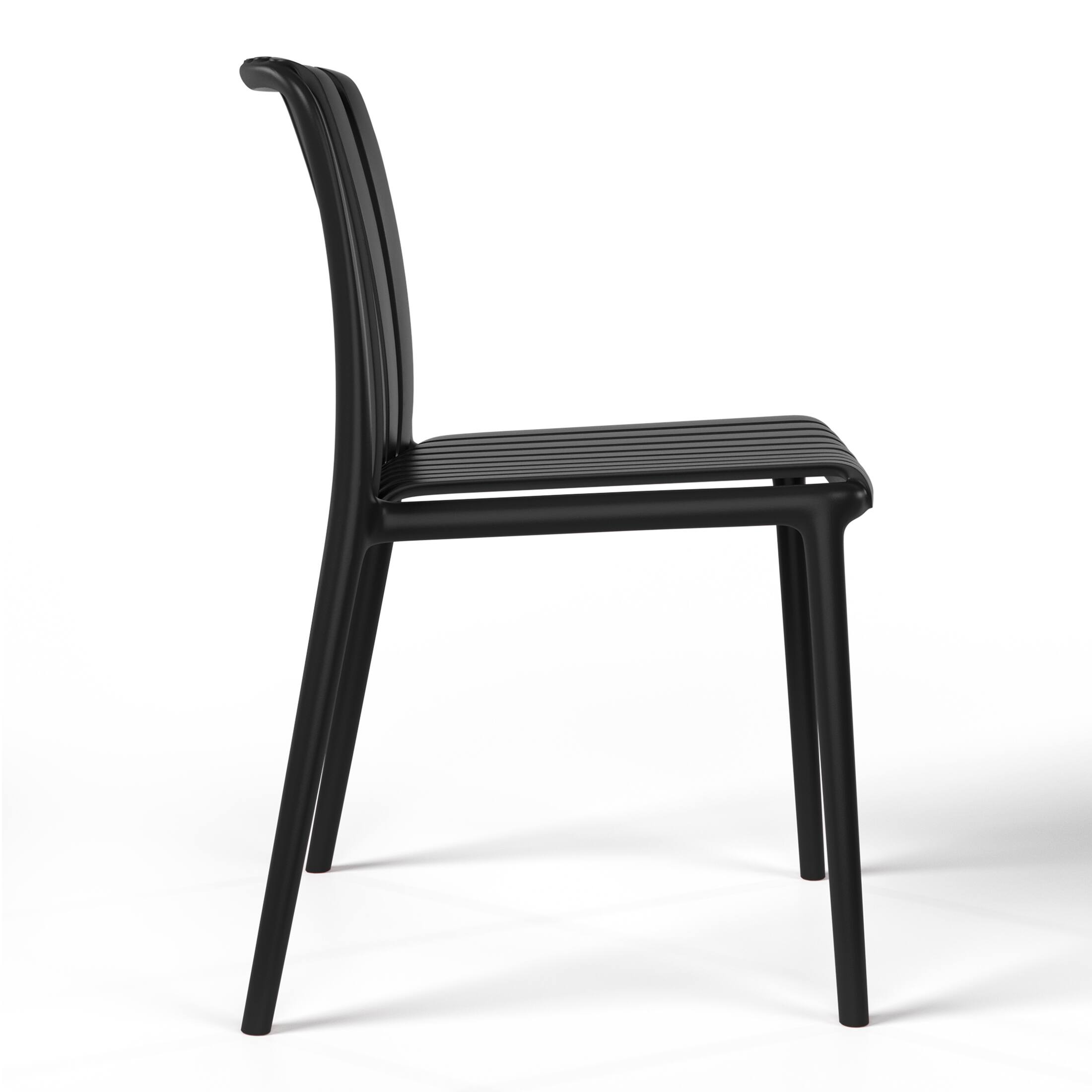 Alt View 1. WestinTrends - WestinTrends Playa 5-Piece Outdoor Metal Dining Table Set And Stackable Resin Patio Chairs - Black.