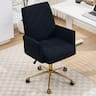 Meqiodas - Mid-Back Office Chair, Swivel Office Chair, Striped Fabric, Ergonomically Designed, Home Office Chair with Metal Base - Black
