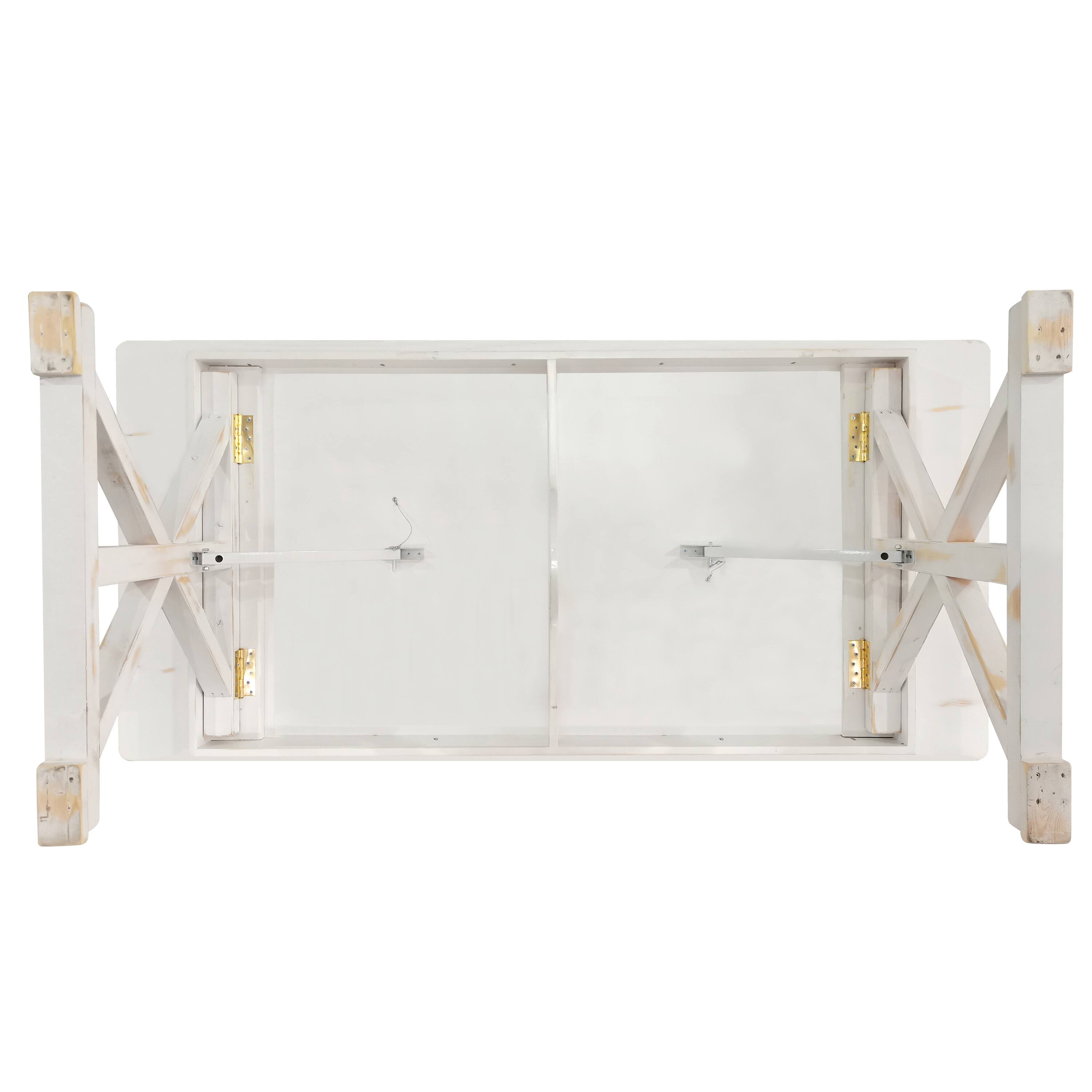 Alt View 5. Flash Furniture - HERCULES 7' x 40" Rectangular Antique Rustic White Solid Pine Folding Farm Table with X Legs - White.