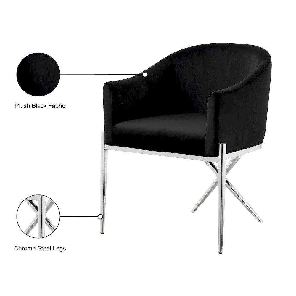 Plush Black Fabric  
Chrome Steel Legs