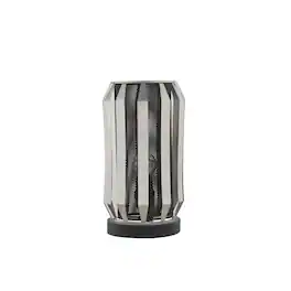 Manhattan Lane - Pin 13 Inch Table Lamp, Accent Cylinder Metal Shade, Round Base - Black/Gray