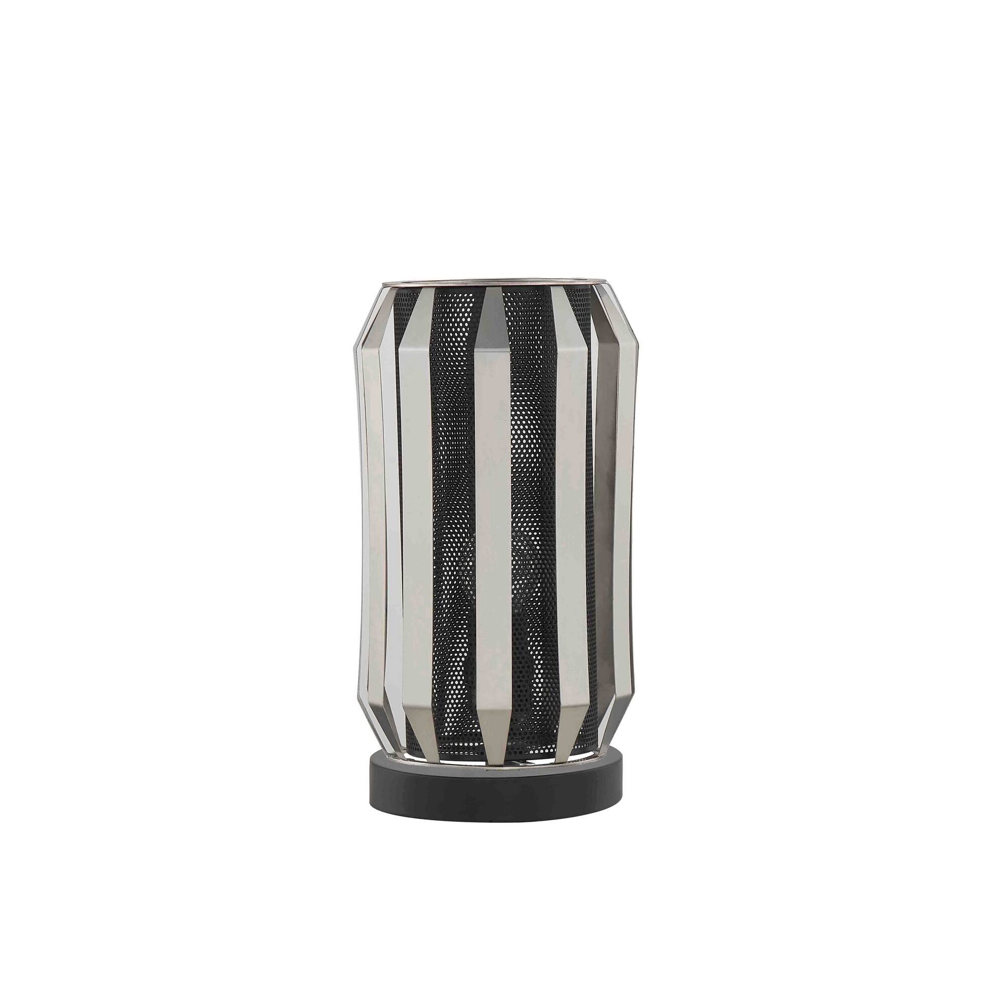 Front. Manhattan Lane - Pin 13 Inch Table Lamp, Accent Cylinder Metal Shade, Round Base - Black, Gray.
