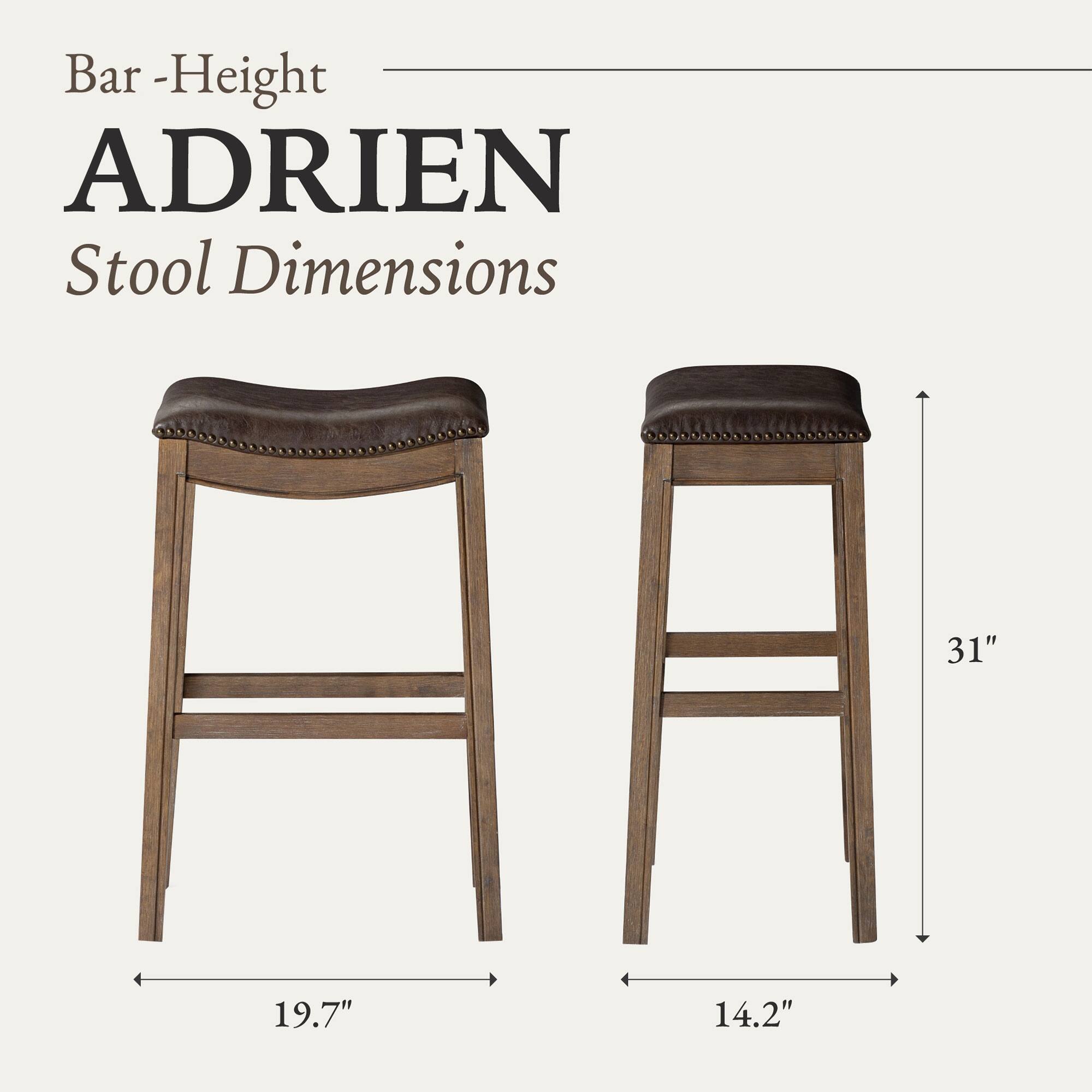 Bar-Height ADRIEN Stool Dimensions 31" 19.7" 14.2"