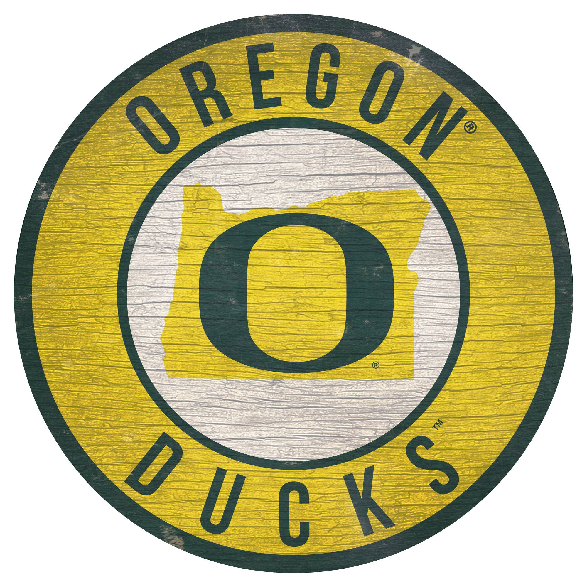 Oregon Ducks 12'' x 12'' State Circle Sign