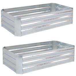 Sunnydaze - 48 in Galvanized Steel Rectangle Raised Bed - Set of 2 - Silver
