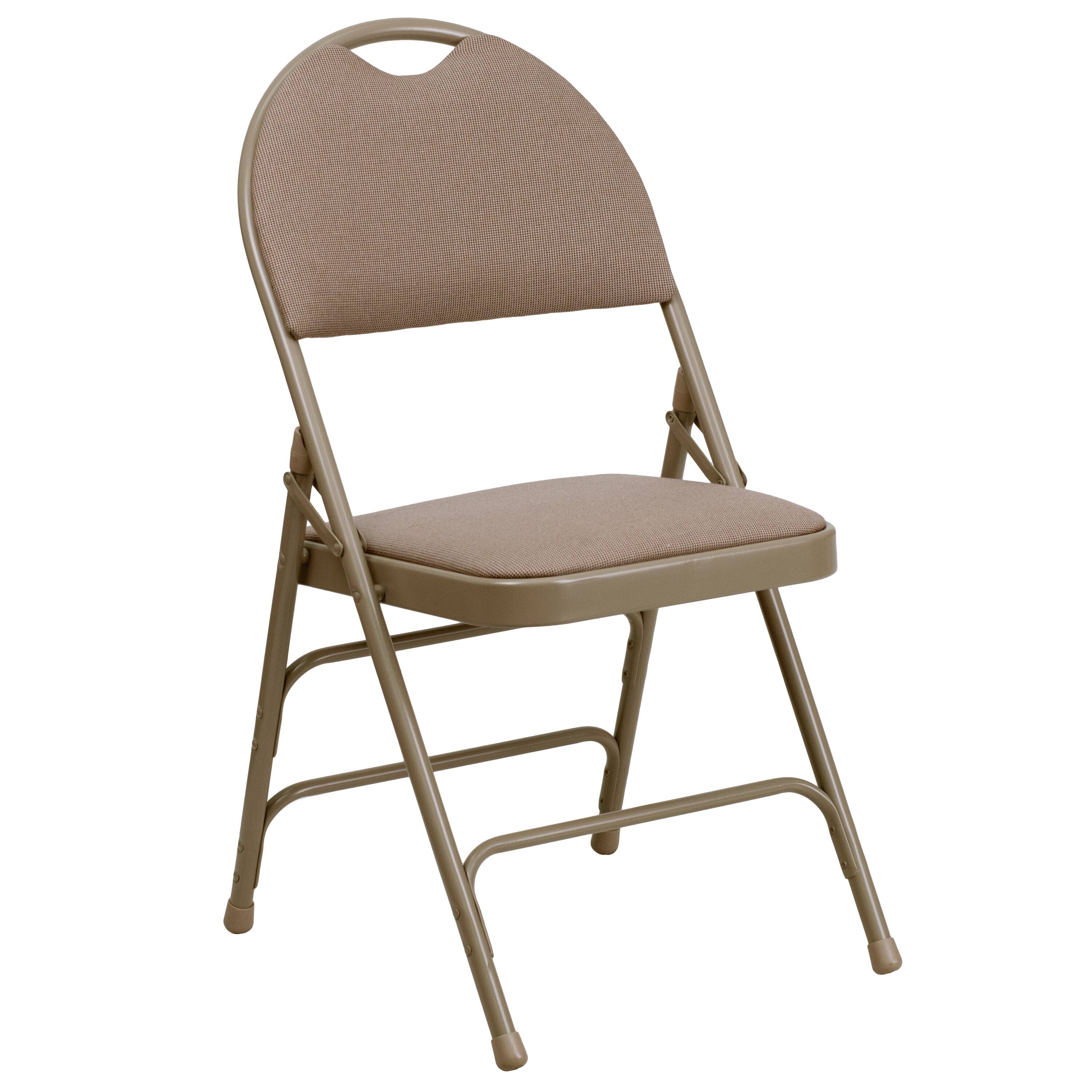 Alt View 9. Emma + Oliver - 2 Pack Home & Office Easy-Carry Party Events Padded Folding Chair - Beige Fabric/Beige Frame.