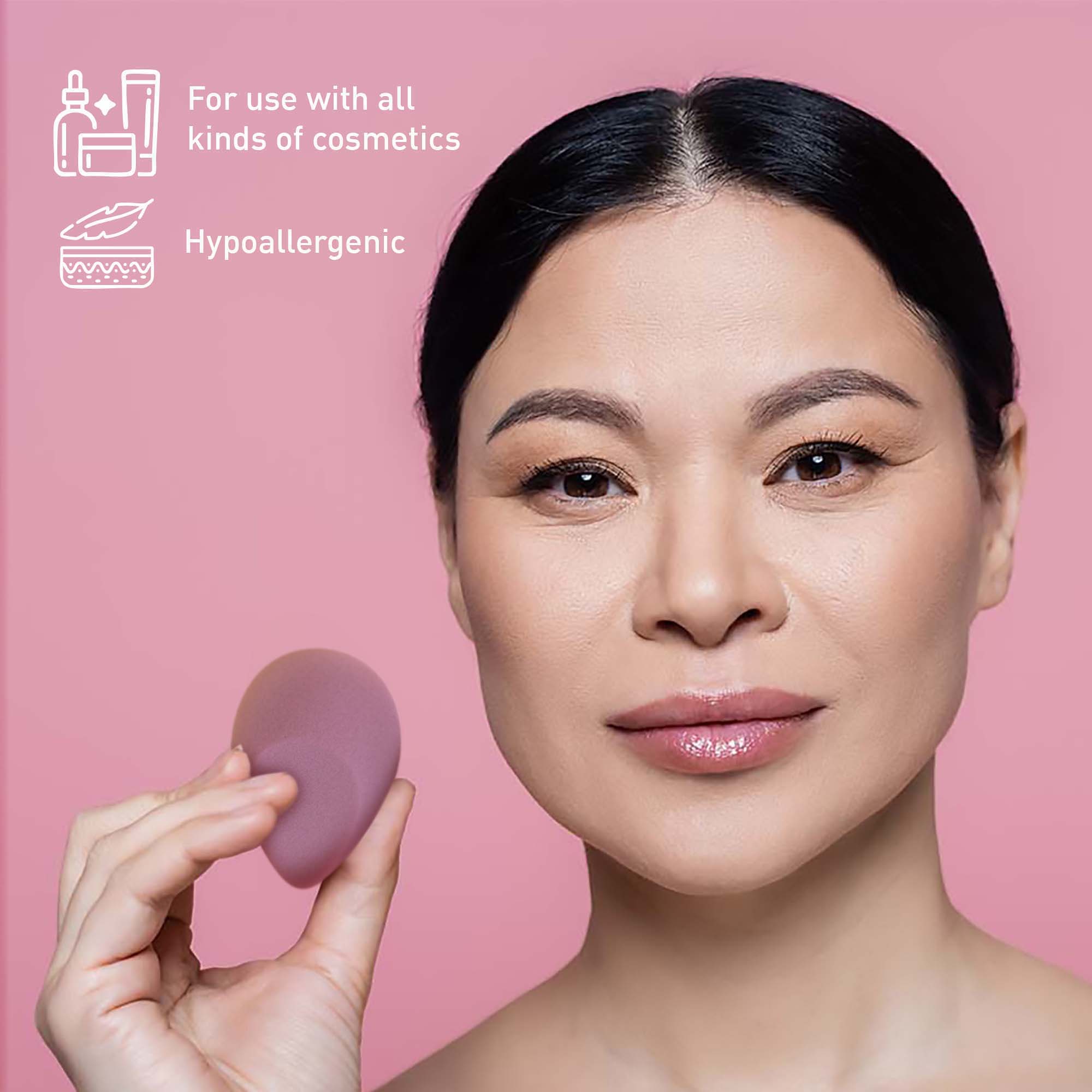 For use with all kinds of cosmetics  
Hypoallergenic