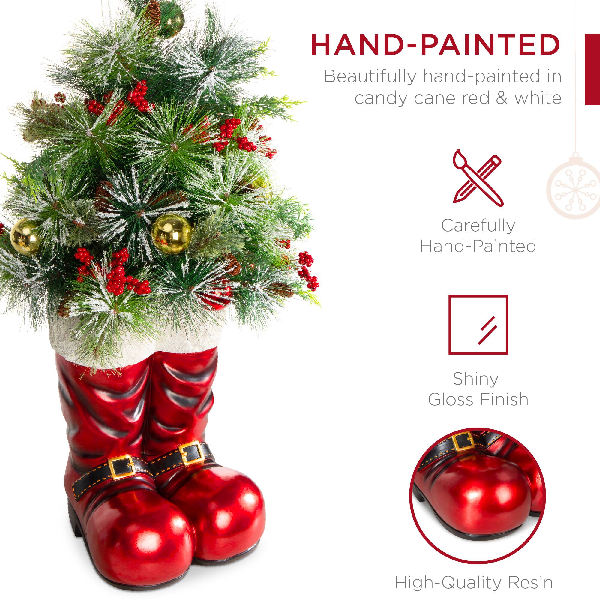 HAND-PAINTED  
Beautifully hand-painted in candy cane red & white  

Carefully Hand-Painted  

Shiny Gloss Finish  

High-Quality Resin