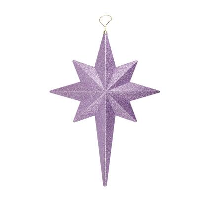 Front. Christmas Central - 20" Purple and Gold Glittered Bethlehem Star Shatterproof Christmas Ornament - Purple.