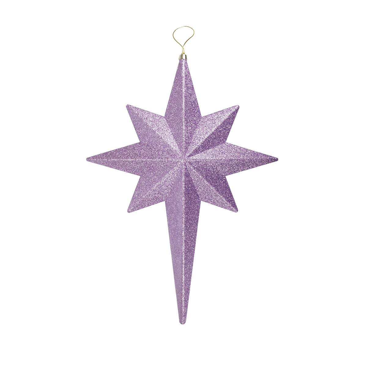 Front. Christmas Central - 20" Purple and Gold Glittered Bethlehem Star Shatterproof Christmas Ornament - Purple.