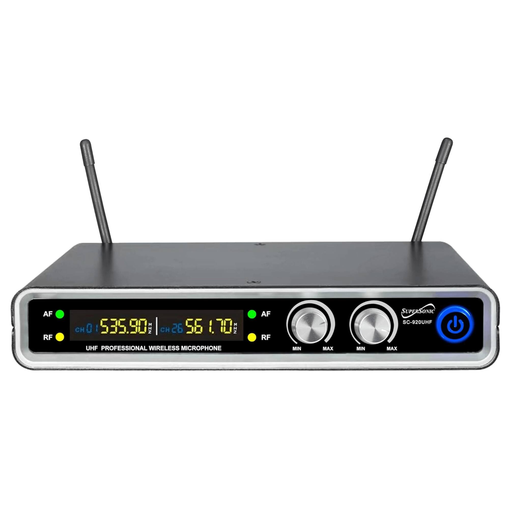 AF RF  
CH 0 535.90  
CH 26 56.70  
UHF PROFESSIONAL WIRELESS MICROPHONE  
AF RF  
MIN MAX MIN MAX  
SUPERSONIC SC-S20UHF