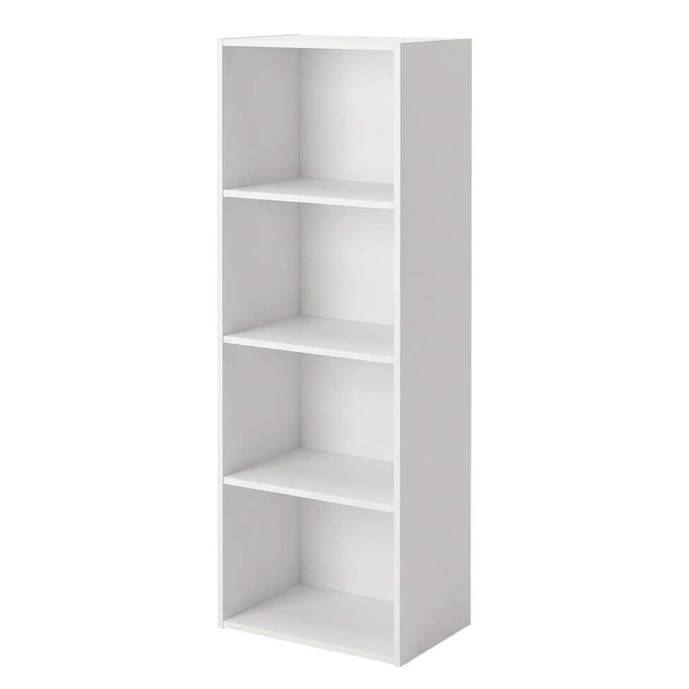 FurniFact - Wood 4-Tier Open Shelf Closet and Clothing Storage Organizer - White