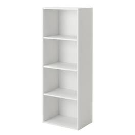 FurniFact - Wood 4-Tier Open Shelf Closet and Clothing Storage Organizer - White