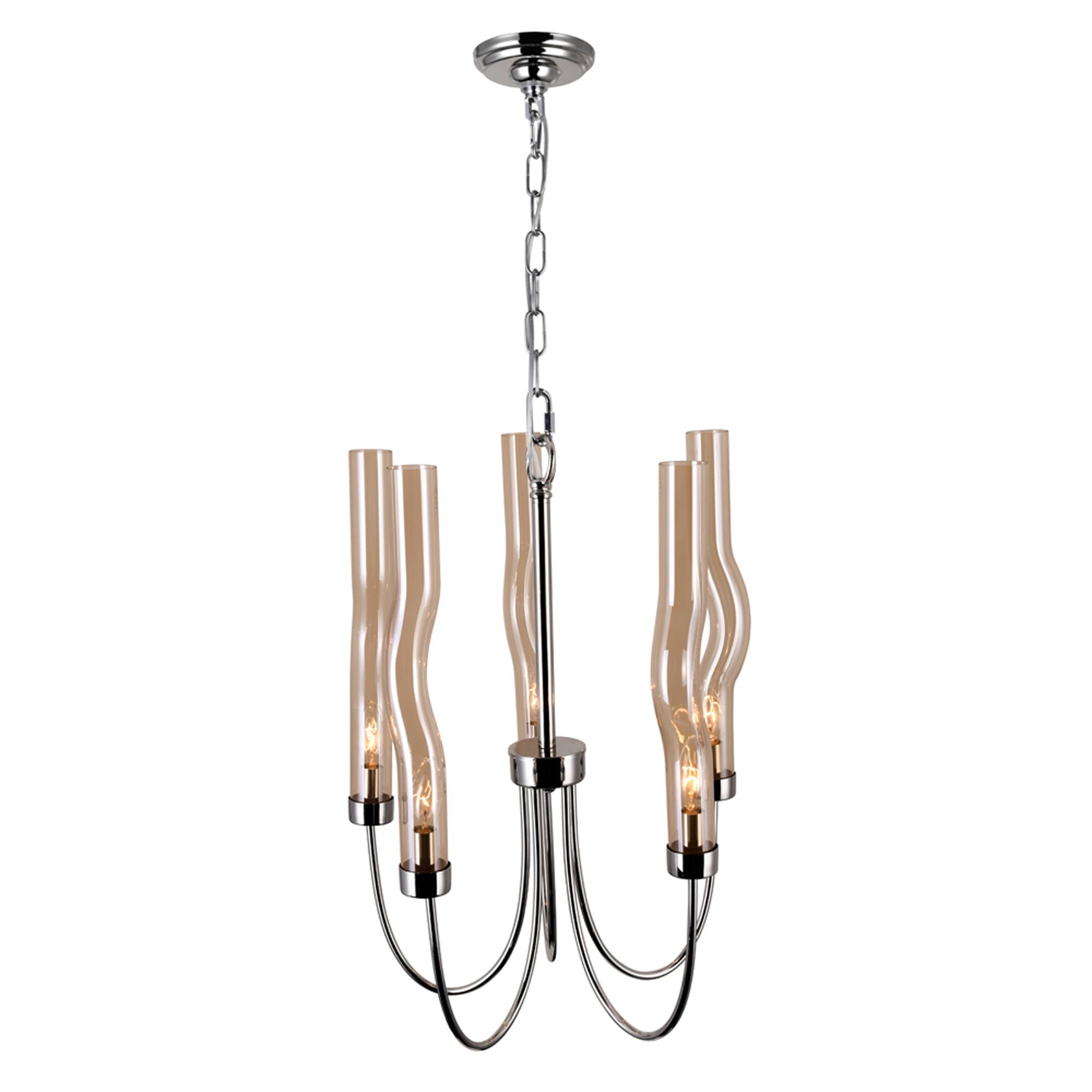 Left. CWI Lighting - Meduse 5 Light Chandelier With Polished Nickel Finish - Polished Nickel.