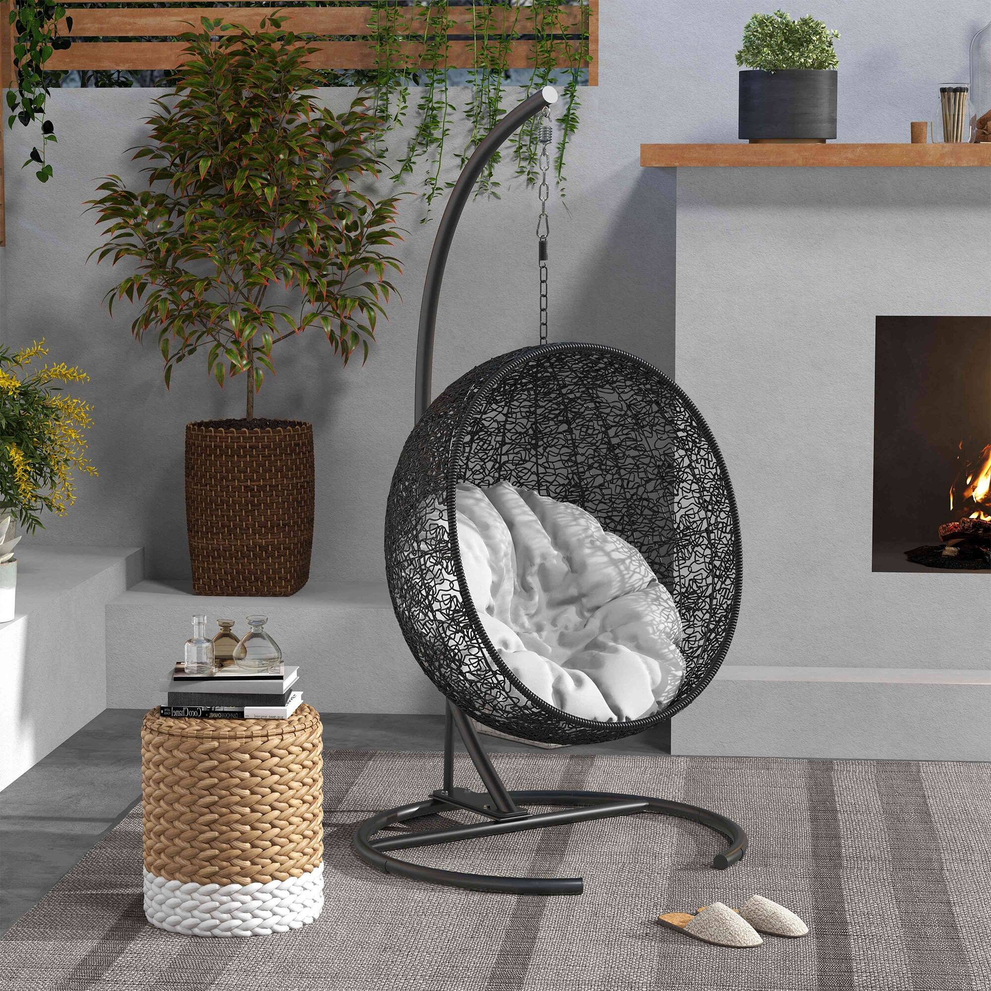 Alt View 1. Outsunny - Hammock Chair Stand with Round Base - Black.