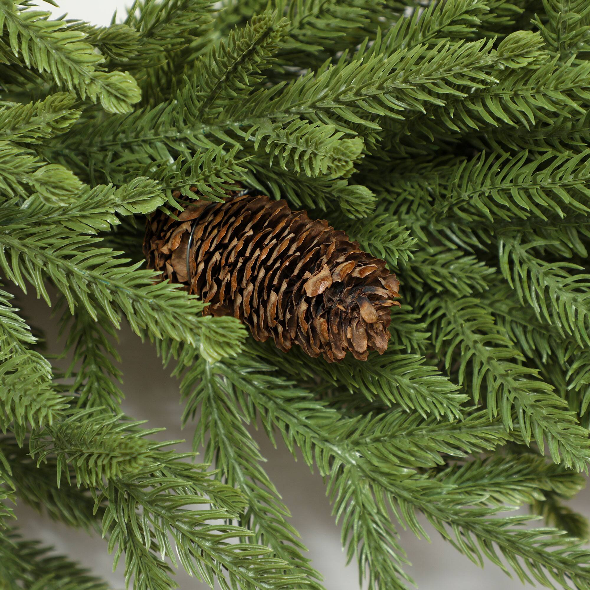 Alt View 8. Homcom - 24in Christmas Wreath with Pine Cones, Artificial Norfolk Pine, 88 Realistic Branches, Indoor, Green - Green.