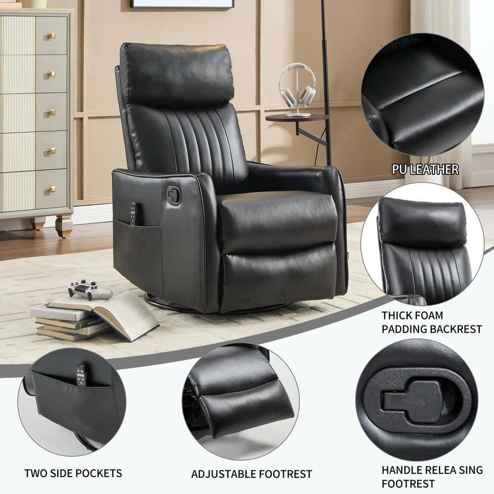 - PU Leather
- Thick Foam Padding Backrest
- Two Side Pockets
- Adjustable Footrest
- Handle Releasing Footrest