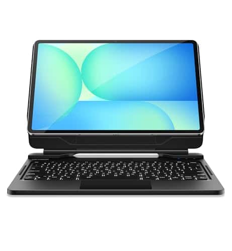 Dexnor - Keyboard Case for Samsung Galaxy Tab S10 FE+ Plus with Magnetic Stand, Trackpad, Bluetooth, Pen Holder,Backlit Keyboard - Black