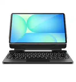 Dexnor - Keyboard Case for Samsung Galaxy Tab S10 FE+ Plus with Magnetic Stand, Trackpad, Bluetooth, Pen Holder,Backlit Keyboard - Black