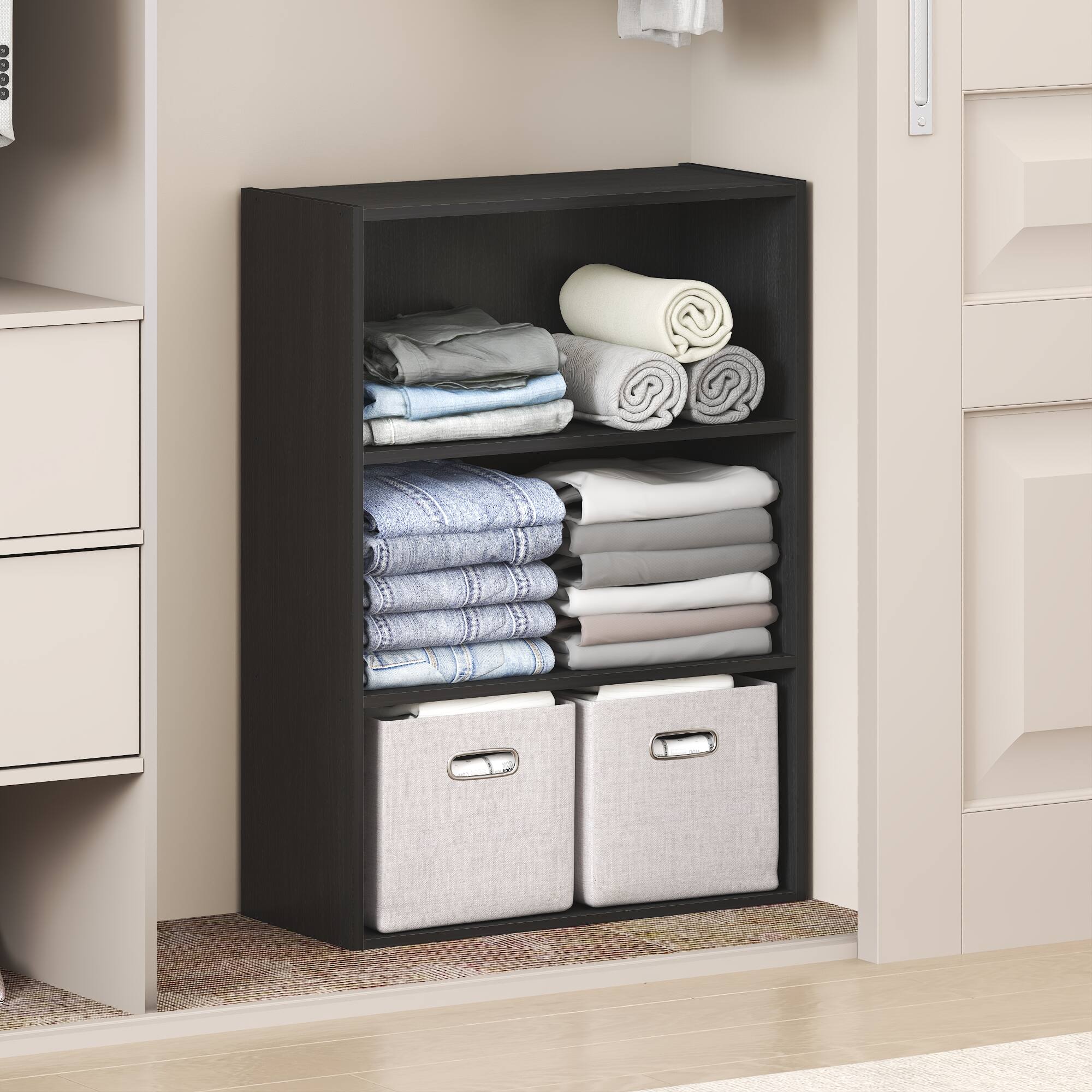 Alt View 1. Furinno - REED Closet Organizers and Storage, Closet Organizer, Open Shelf Closet Storage, for Wardrobe, Bedroom, Living Room - Americano.