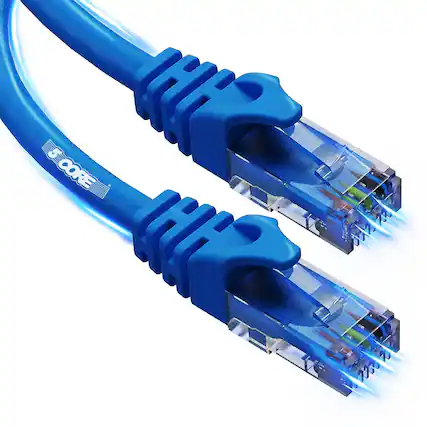 Front. 5 CORE - 5Core Cat 6 Ethernet Cable Long Computer Internet Cables WiFi RJ45 Cord for Gaming - Blue.